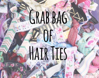 Hair ties, Grab bag, Pick and Mix, random mix, FOE, Elastic hair ties, hairband, ponytail holders, wristbands, ribbon bracelets, lucky dip