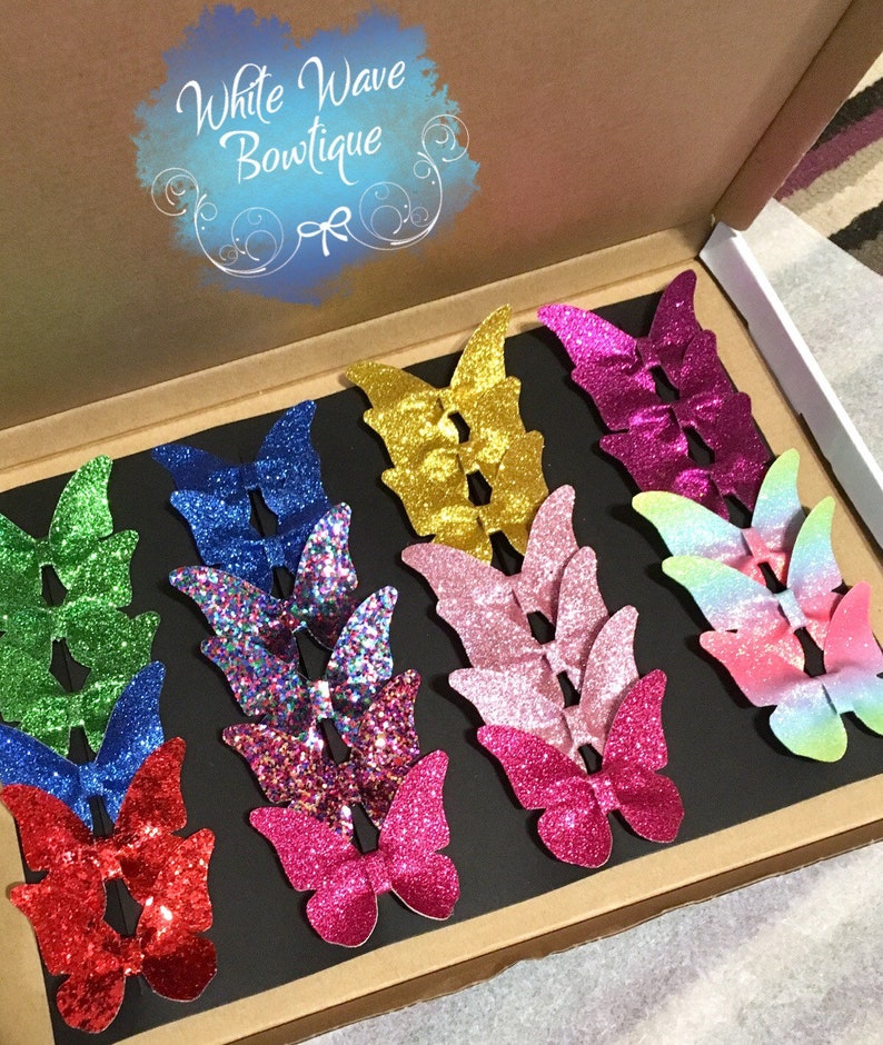 Glitter Butterfly Clips Butterfly Hair Clip Glitter Etsy