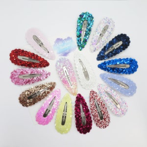 Glitter hair clip, Over 30 Colours, Scallop snap clip, fringe hair clip, glitter hair slide, toddler clip, school hair clip, glitter snap image 10