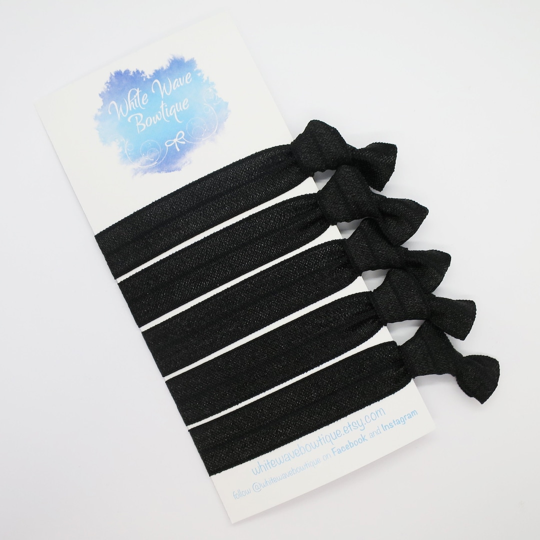 Black Hair Ties Black Hairbands Fold Over Elastic Ponytail Etsy