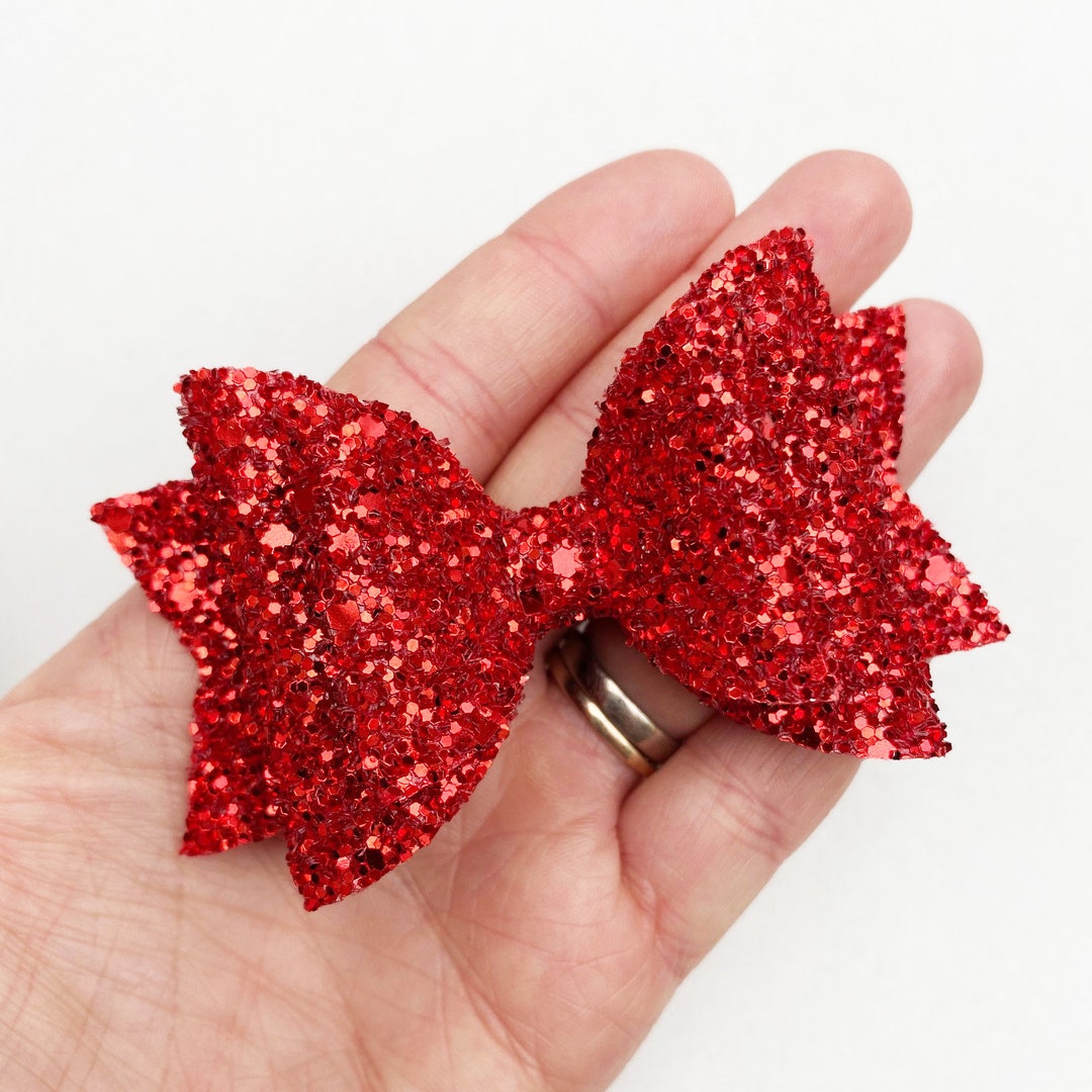Red Hair Bow, Christmas Bow, Glitter Hair Clip, Baby Headband, School ...