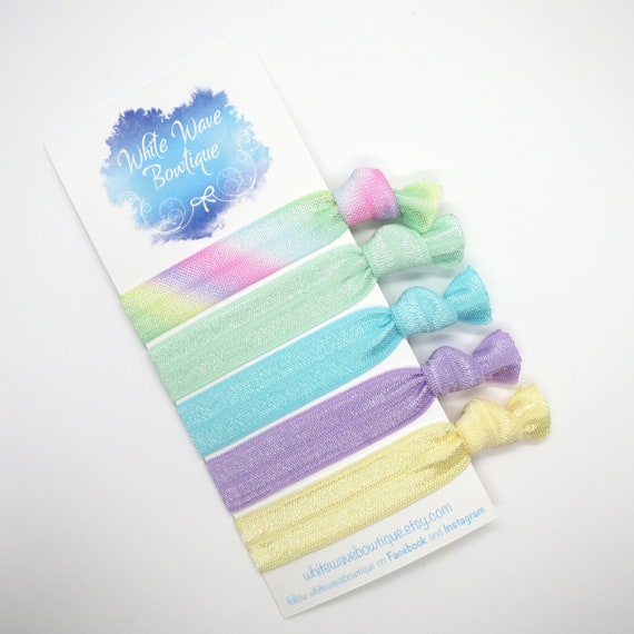 Pastel Hair Ties Rainbow Hairbands Easter Hairtie Ponytail Etsy