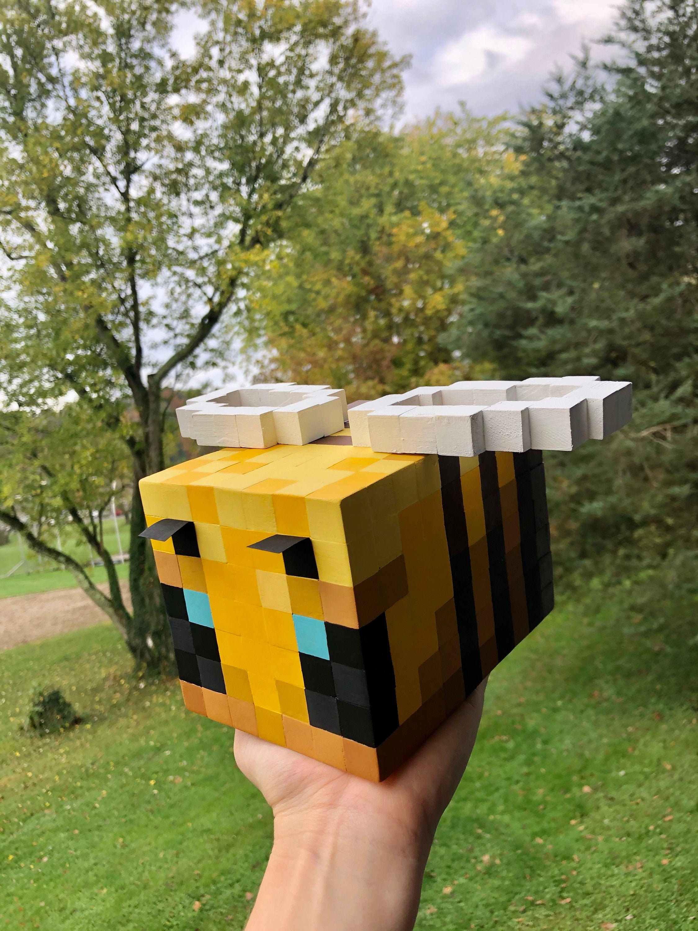 Handmade Wooden Minecraft Bee Etsy