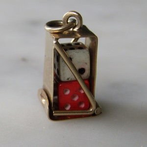 Pendant  9CT Yellow Gold Dice Holder Charm 1970s   (108214E)