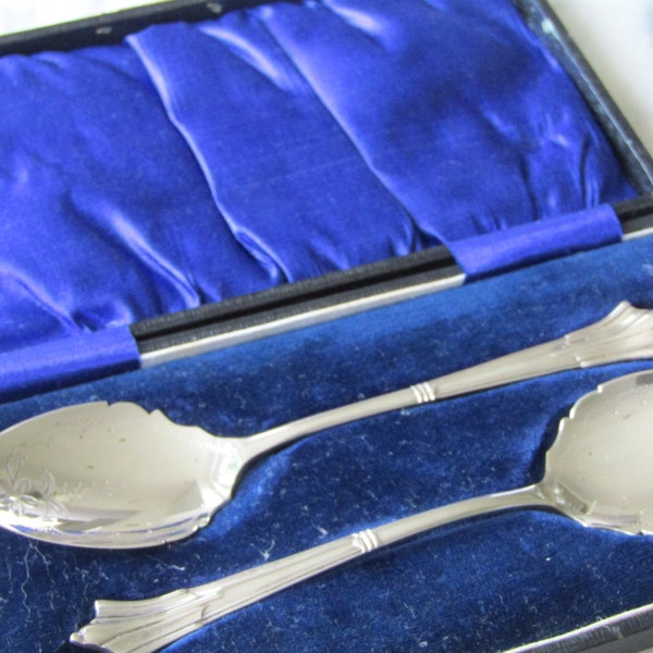 Sugar and Jam Spoon In Albany Pattern   1920s  Pair Silver Plated (106758E)