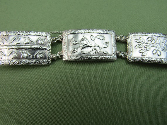 アクセサリー vintage silver925 design bracelet Bracelet - Silver 925 1940s -flowers , Butterflies , Acorns
