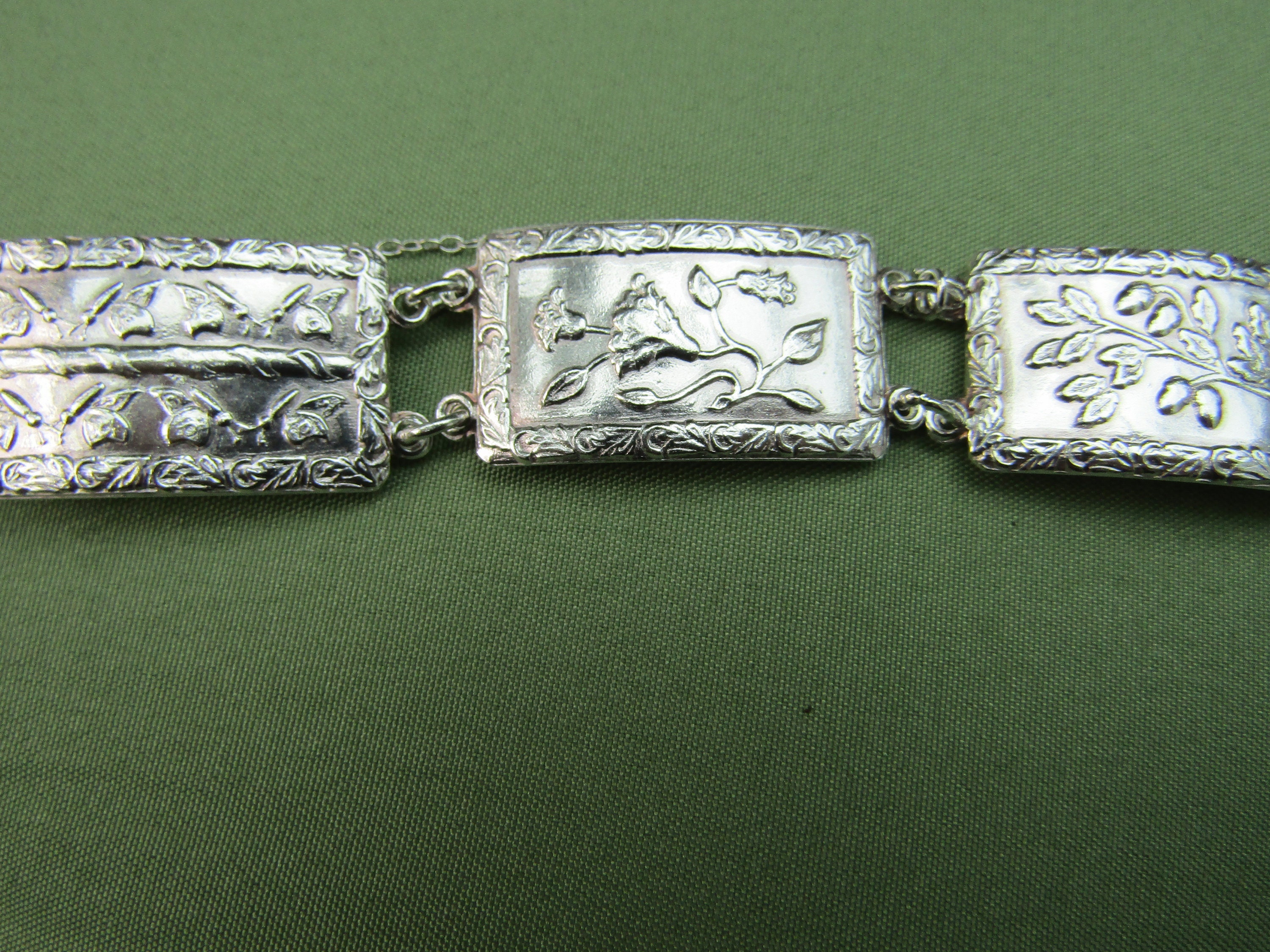 アクセサリー vintage silver925 design bracelet Bracelet - Silver 925 1940s -flowers , Butterflies , Acorns