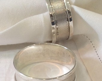 Napkin Rings Pair English Silver 1939