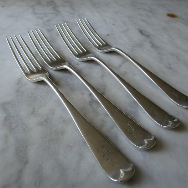 Dinner Forks  Silver Plated Victorian " F " Four   (106793E)