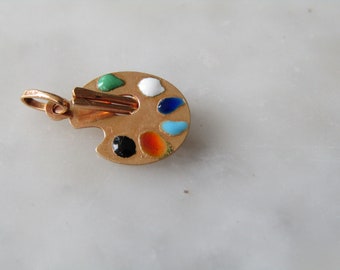 Anhänger - 18K Gold & Emaille UnoAerve Künstler Palettenanhänger (108327E)