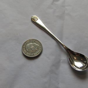 Mustard Spoon Silver Sterling 925 - Made in 1981 -  Shell Pattern   (Q8NE)