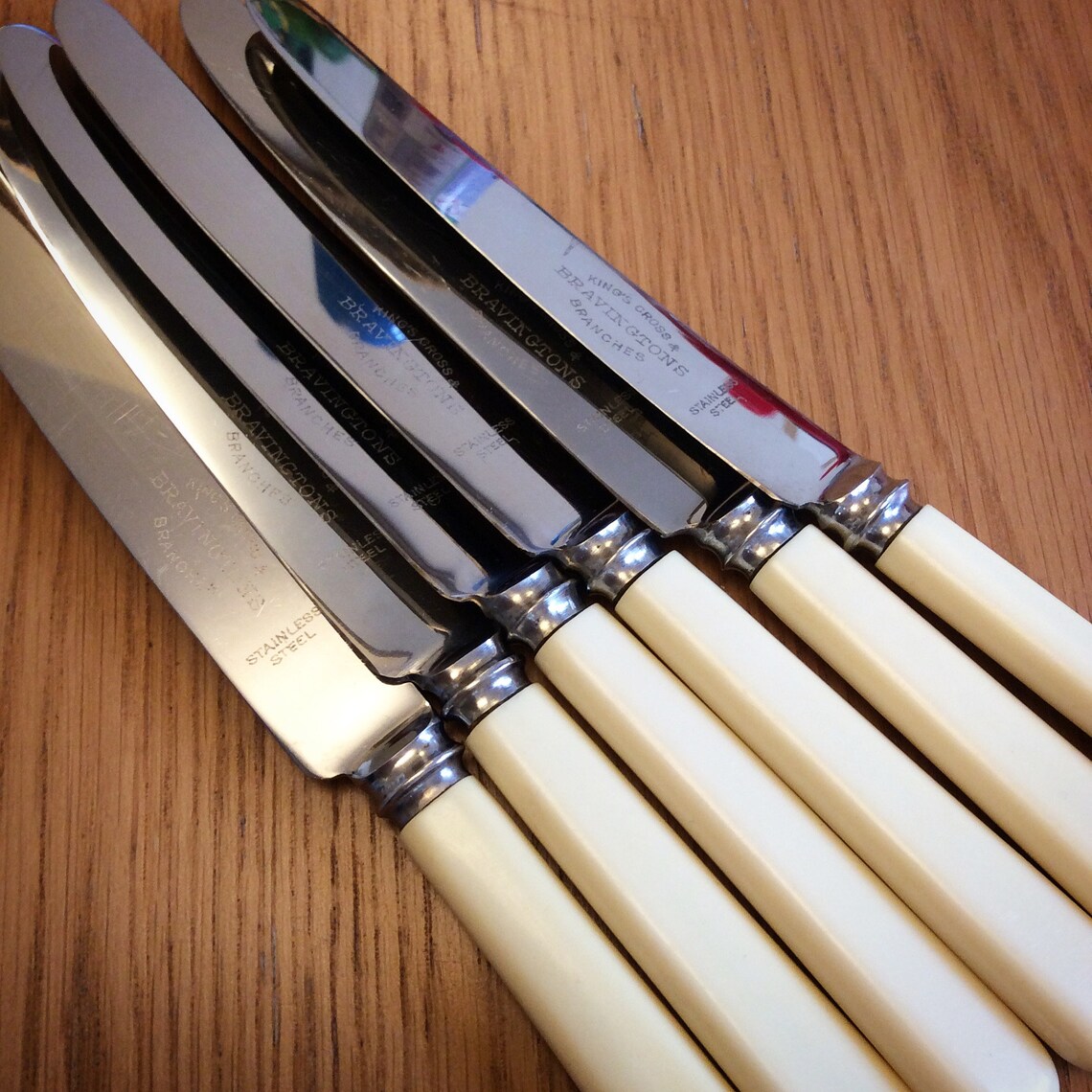 Salad Knives 1940s Stainless Steel & Faux Bone Set Six Side Etsy