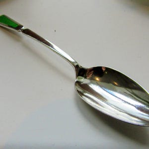 Spoon Sterling Silver and  Green Enamel   -Made in 1936  (L6AE)