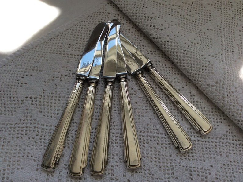 Tea Knives English Silver Art Deco 102876E