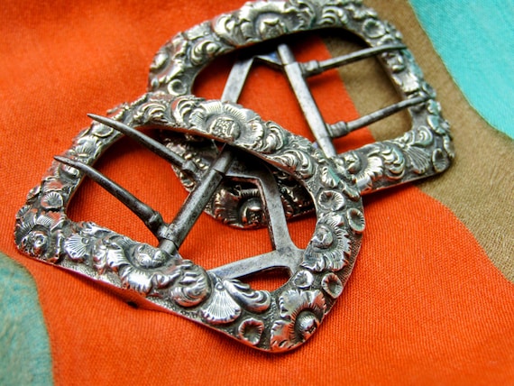 Shoe Buckles Sterling Silver 925 - Victorian Buckles -1850 (PP1-BE)