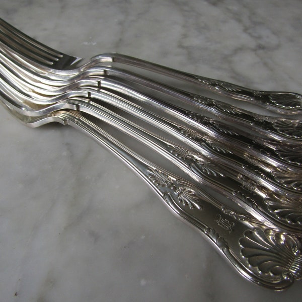 Dinner Forks   Engraved " H " English Silver Plate Victorian (107594E)