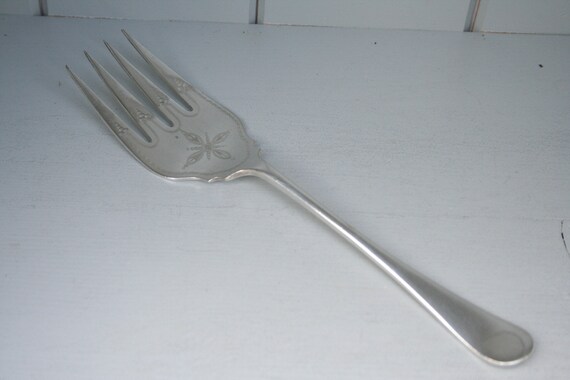 Large Serving Fork Old English Pattern Silver Plated 1920s 103312E