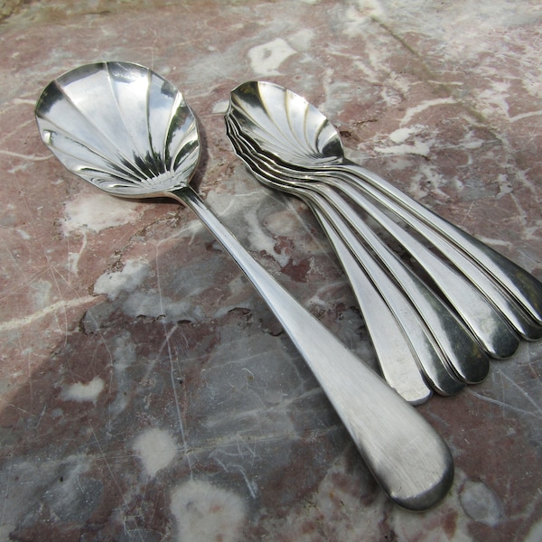 Dessert Spoons Silver Plated Vintage Set Six  and Server  (107416E)