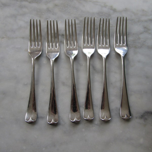 Salad  Forks  Silver Plated Old English pattern Set Six 1920s  (107249E)