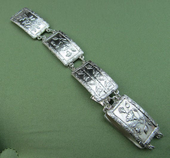 アクセサリー VINTAGE SILVER 925 JEWELRY BRACELET 925 Sterling Silver Vintage Filigree Calla Lily Design Wide