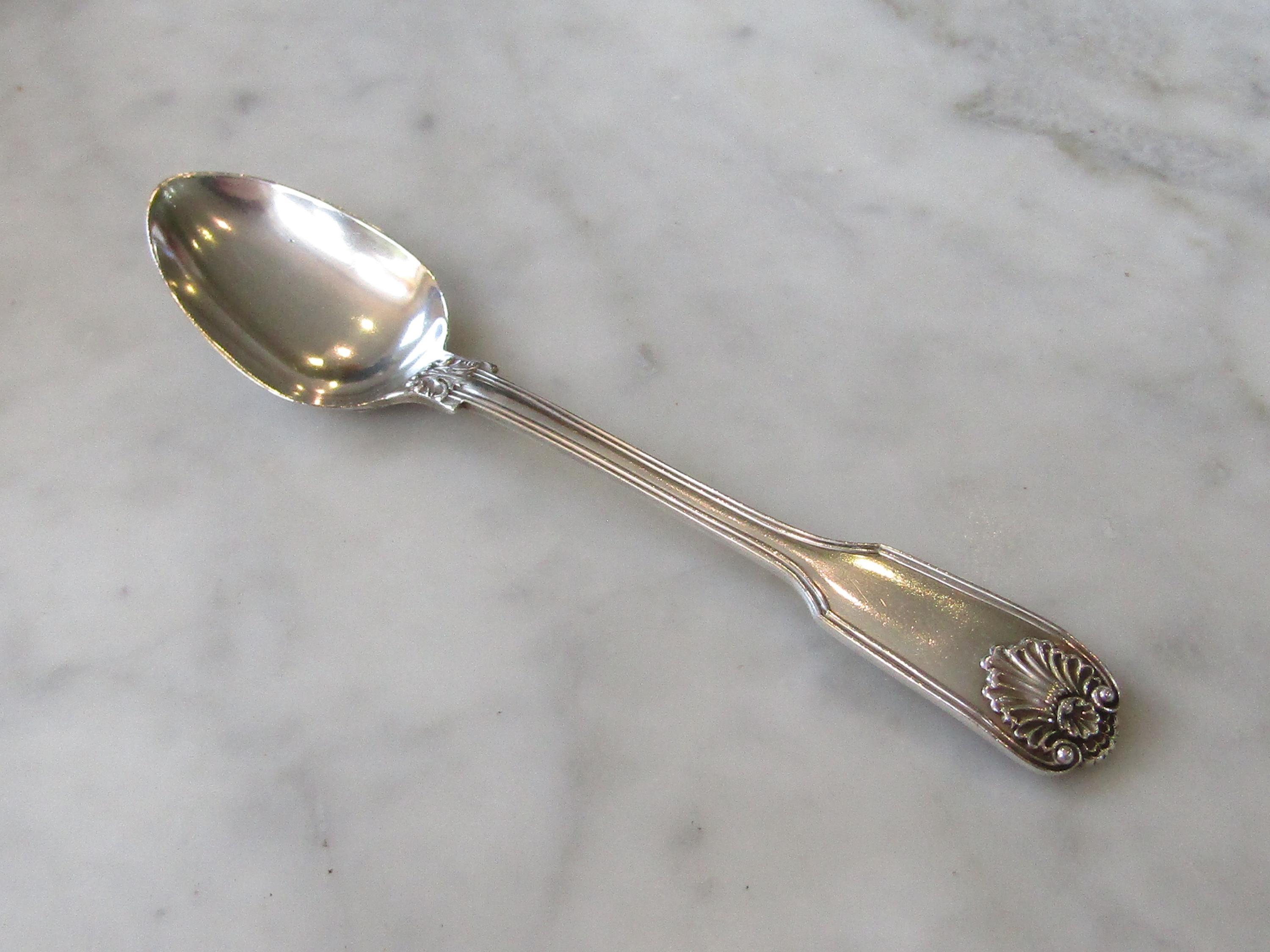 Robin Sugar Spoon With Round Bowl, Handcast In Fine Pewter By William