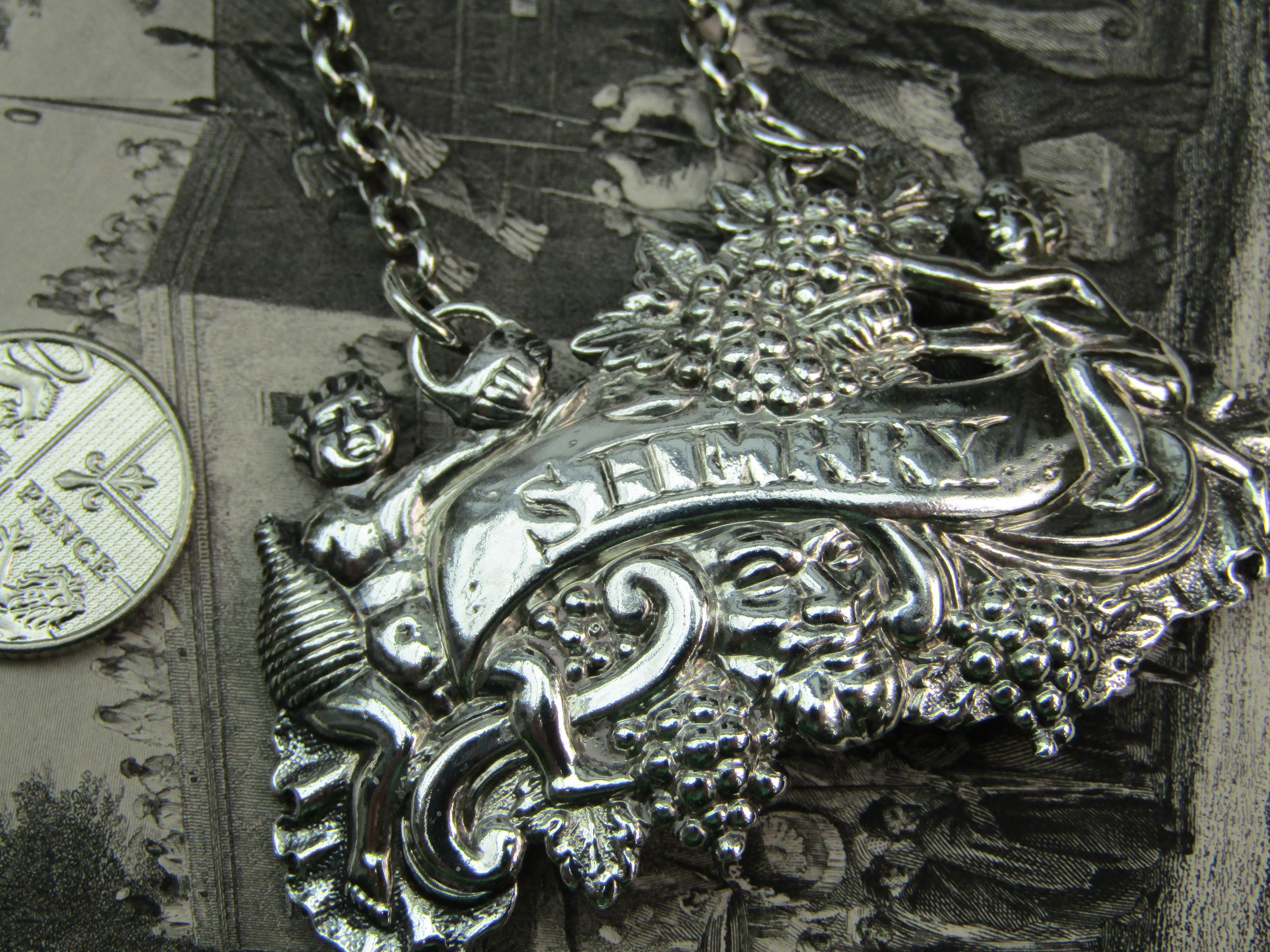 Sherry Sterling Silver Hallmarked Decanter Label (Brandy Shown For