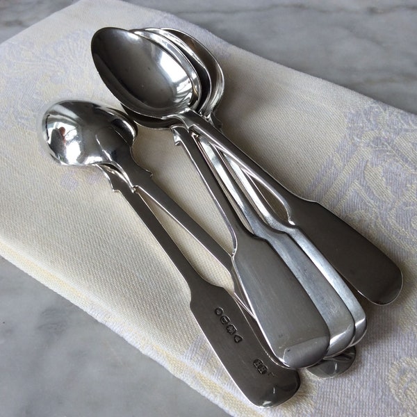 Dessert Spoons Fiddle  Pattern Set Six Sterling Silver 1935 (103489E)