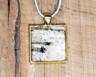 Gold Birch Bark Pendant Necklace