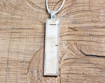 Silver Birch Bark Pendant Necklace, Minimal