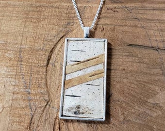 Silver Statement Birch Bark Pendant Necklace / Modern, minimalistic AND modern.
