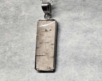 Birch Bark Necklace Rectangular Shape Silver Pendant