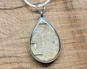 Teardrop Real Birch Bark Pendant