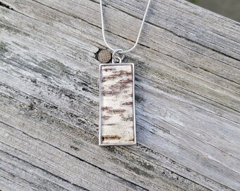 Rectangle Silver Birch Bark Necklace