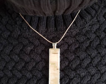 Birch Bark Necklace Skinny minimalistic. Silver