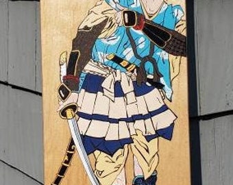 Geschilderd Skateboard deck Japanse krijger.