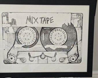 Mix Tape Original Art wall Hanging Millions of Dots. 26 x 20 Inches
