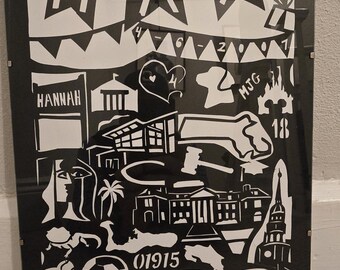 Custom Original art papercutting, wall hanging, personalized Birthday, wedding, anniversary.