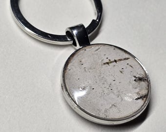 Birch Bark Silver Keychain.   Two sided.  For the nature lover