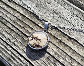 Birch Bark Necklace Small Round minimalist