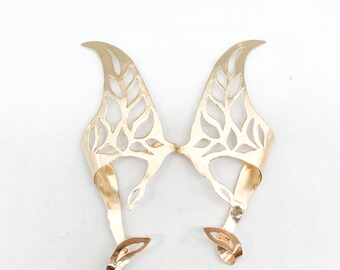 Orejas de elfo de metal hechas a mano con diseño de bosque: Cosplay, feria renacentista, DnD