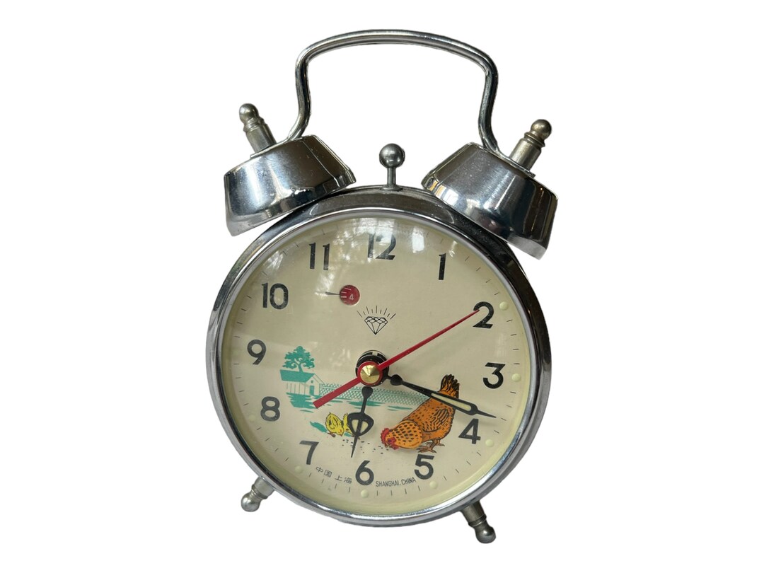 Vintage 1950's Animated Pecking Hen Metal Alarm Clock. Etsy