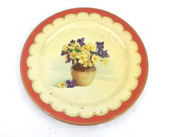 Vintage Baret Ware Tin Plate, decoratieve borden, Cottage Style, Sleutelbloemen en viooltjes