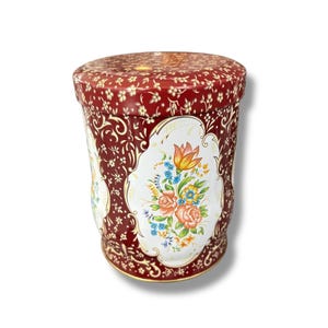 Vintage Tin Floral Container Lagerung, Teedose, Metallglas, Floral Dose, Made in England