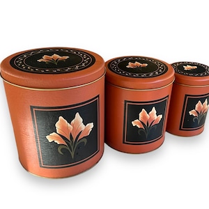 Lot von 3 House of lllloldyd Cinnamon Blossom Canisters, 1990 Haushaltswaren Box Container, Vintage Dosen, Küchenkanister Set