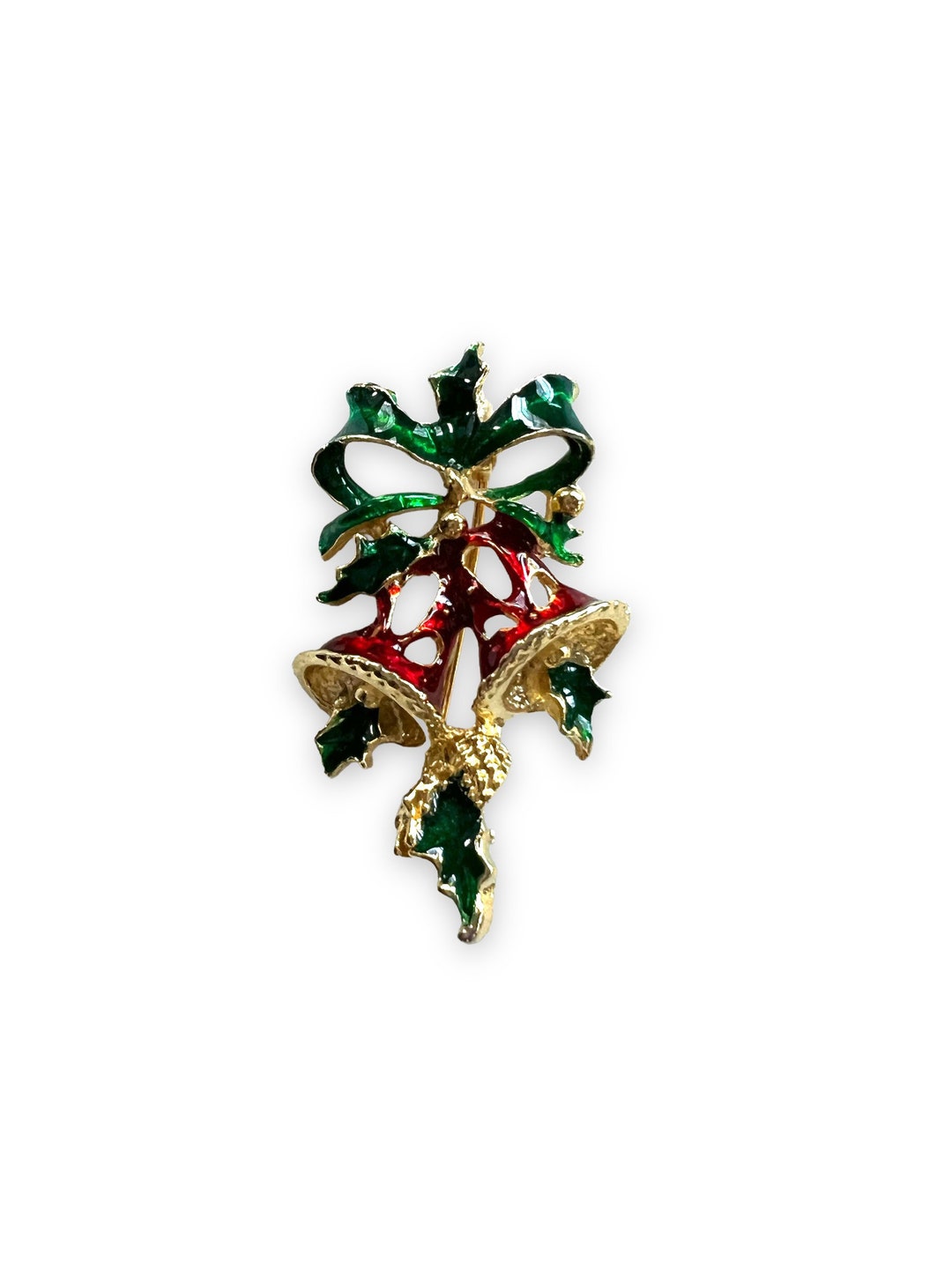 Patriotic christmas bells pin