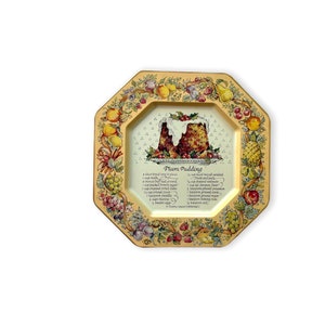 Vintage Avon Collectible Plum Pudding Metal Plate, Country kitchen decor, vintage