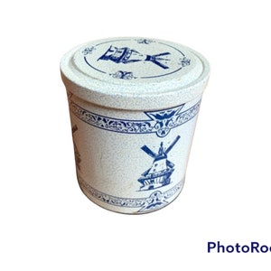 Vintage Tin with Windmills Container Storage, Tea Tin, Metal Jar, Tin