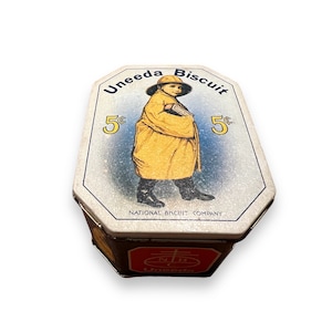 Uneeda Biscuit Tin, Vintage Tin, Bristol Ware for Nabisco, Container Storage, Tea Tin, Metal Jar