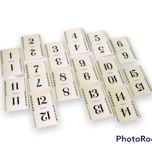 Wedding Table Numbers, Vintage Number Cards, Set of 1-15,  Flinch Cards, Vintage Weddings, Flash Cards,