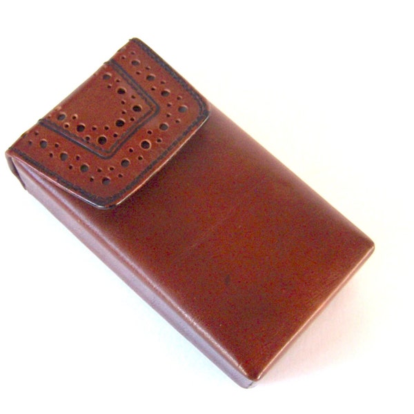 Cigs Case 70s Princess Gardner Cigarette Case Dark Maroon Hardside Leather, Vintage Leather, Accessories